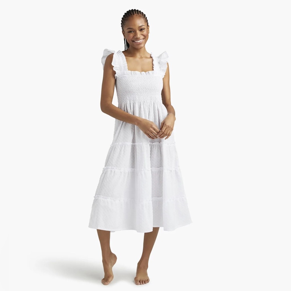 Hill House Home The Ellie Nap Dress in Sheer White Swiss Dot